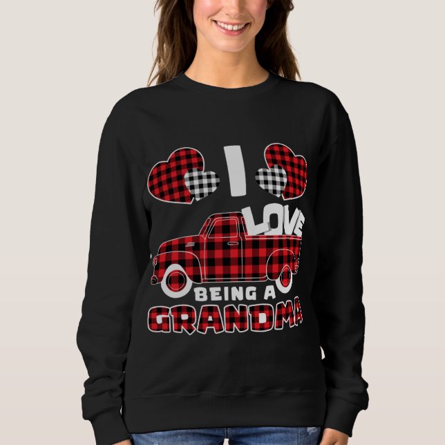 I Love Being A Grandma Red Truck With Heart Valent Sweatshirt (Front)