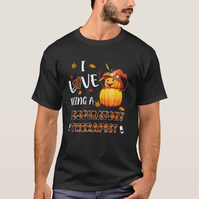 I Love Being A Respiratory Therapist Fall Plaid T-Shirt (Front)