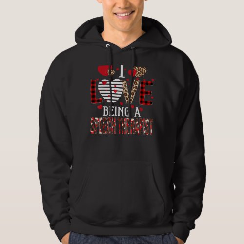 I Love Being A Speech Therapist Red Plaid Hearts V Hoodie
