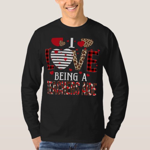 I Love Being A Teachers Aide Red Plaid Hearts Vale T_Shirt