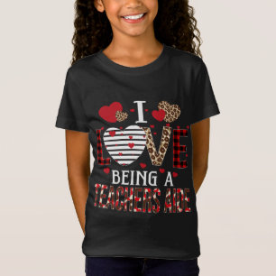 I Love Being A Teachers Aide Red Plaid Hearts Vale T-Shirt