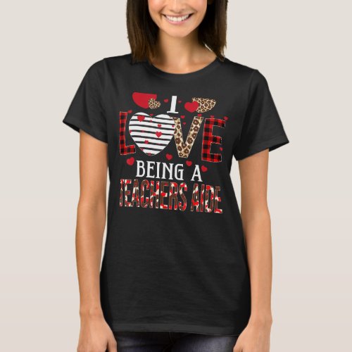 I Love Being A Teachers Aide Red Plaid Hearts Vale T_Shirt