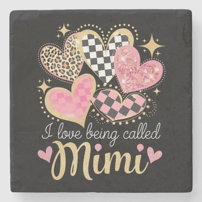I Love Being Called Mimi Grandma Mom Mother’s Day Stone Coaster (Front)