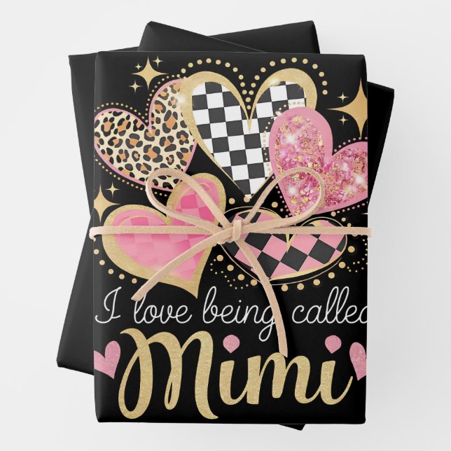 I Love Being Called Mimi Grandma Mom Mother’s Day Wrapping Paper Sheets (In situ)