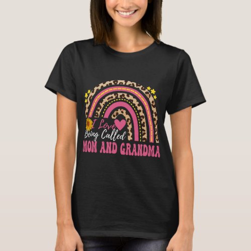 I Love Being Called Mom and Grandma Sunflower Leop T_Shirt