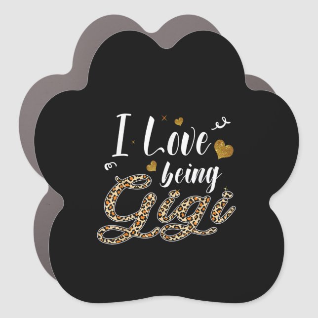 I Love Being Gigi Leopard Plaid Mors Day Car Magnet (Front)