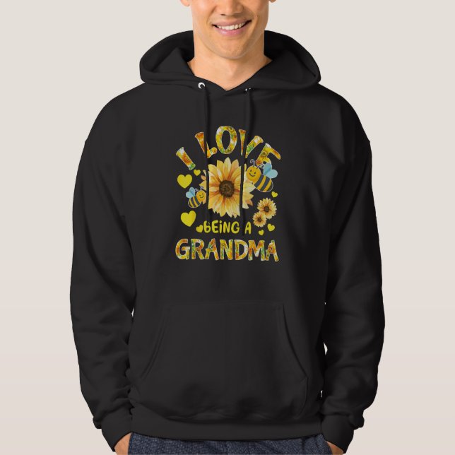 I Love Being Grandma Sunflower Cute Bee  Mother s  Hoodie (Front)