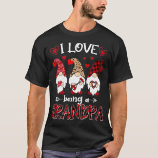 I Love Being Grandpa Happy Valentines Day Gnome T-Shirt