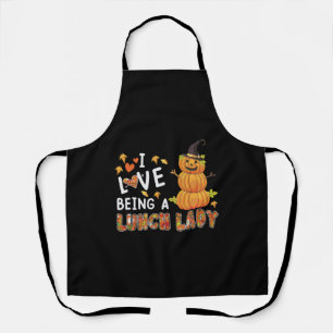 I Love Being Lunch Lady Halloween Pumpkin Costume Apron