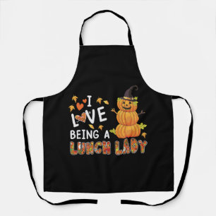 I Love Being Lunch Lady Halloween Pumpkin Costume Apron