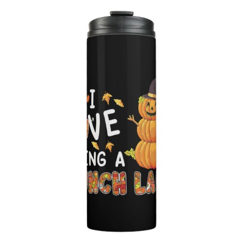 I Love Being Lunch Lady Halloween Pumpkin Costume Thermal Tumbler