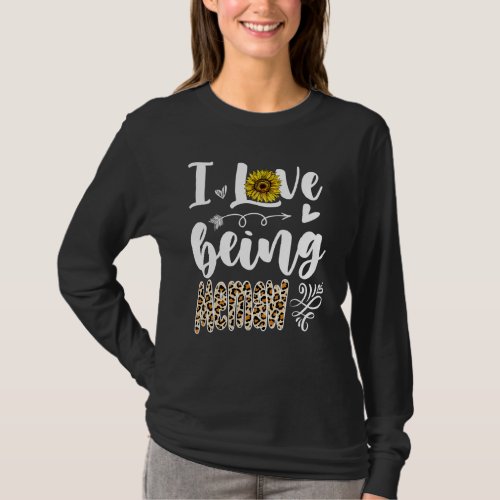I Love Being Memaw Sunflower Leopard Mothers Day T_Shirt