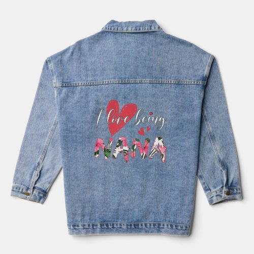 I Love Being Nana New Nana Announcement Nana Mothe Denim Jacket