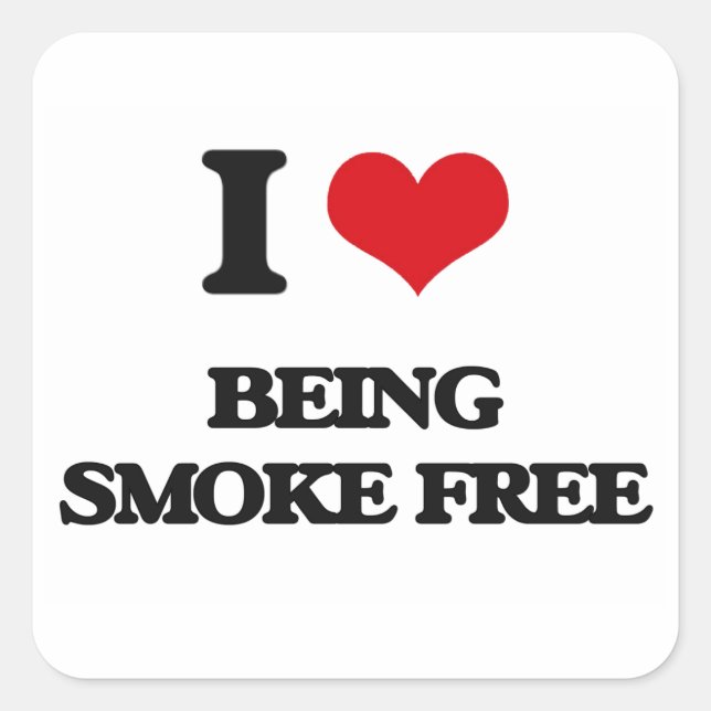 I love Being Smoke-Free Square Sticker (Front)