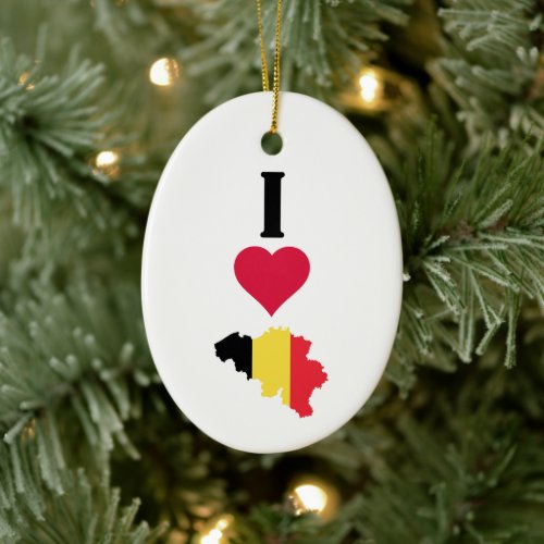 I Love Belgium Vertical I Heart Country Flag Map Ceramic Ornament