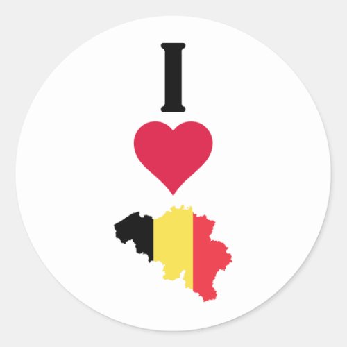 I Love Belgium Vertical I Heart Country Flag Map Classic Round Sticker