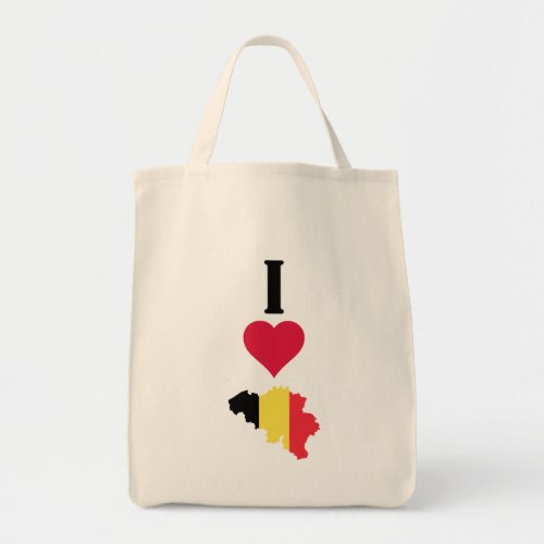 I Love Belgium Vertical I Heart Country Flag Map Tote Bag