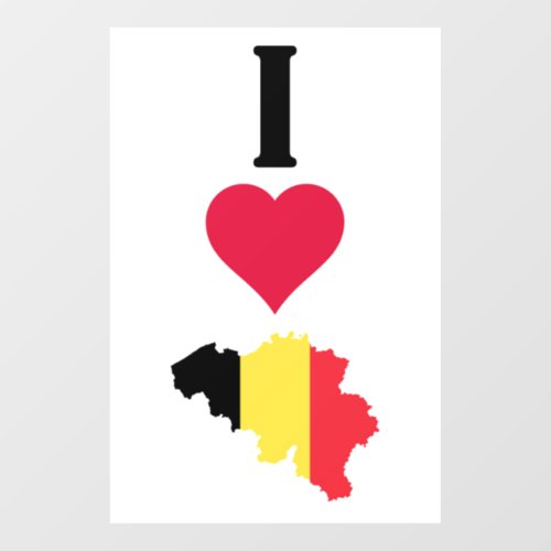 I Love Belgium Vertical I Heart Country Flag Map Wall Decal