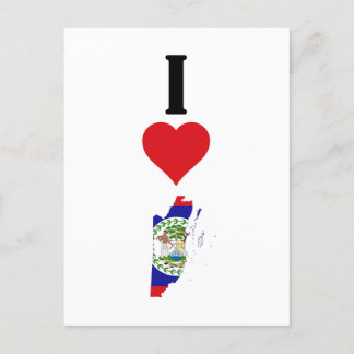 I Love Belize Vertical I Heart Country Flag Map Postcard