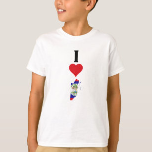 I Love Belize Vertical I Heart Country Flag Map T-Shirt