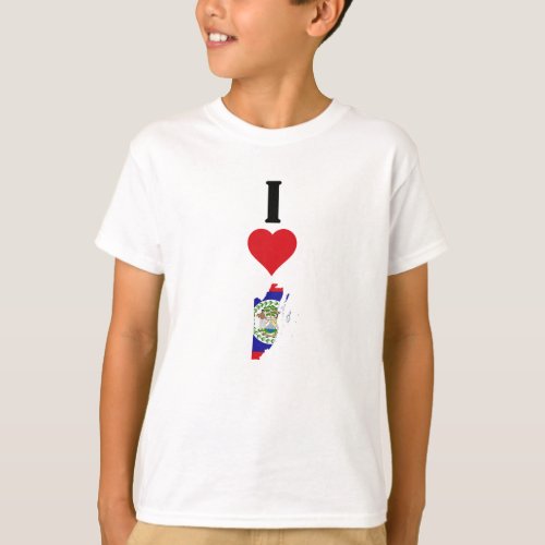 I Love Belize Vertical I Heart Country Flag Map T_Shirt