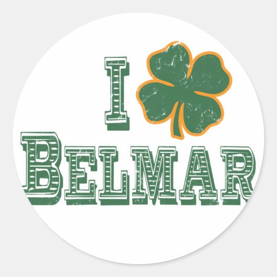 I love Belmar - St. Patrick's Day Classic Round Sticker