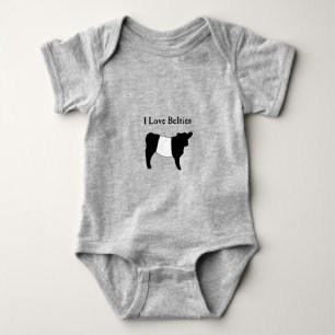I Love Belties - Black White Belted Galloway Cows  Baby Bodysuit