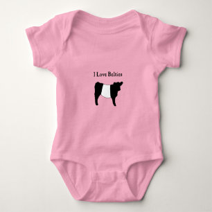 I Love Belties - Black White Belted Galloway Cows  Baby Bodysuit