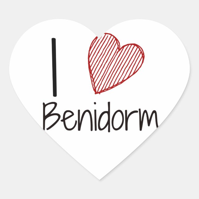 I Love Benidorm Heart Sticker (Front)