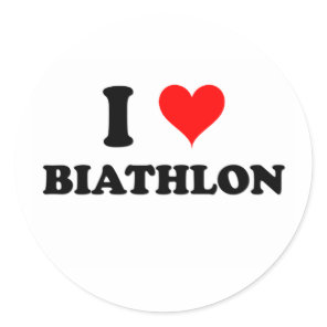 I Love Biathlon Classic Round Sticker