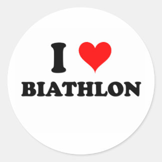 I Love Biathlon Classic Round Sticker