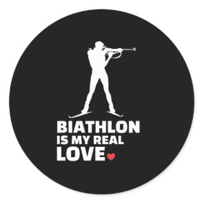 I love biathlon Stylish biathlon silhouette Classic Round Sticker