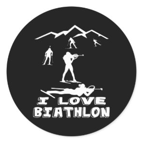 I Love Biathlon Winter Sports Ski Sport Biathlete  Classic Round Sticker