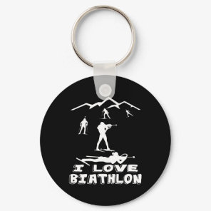 I Love Biathlon Winter Sports Ski Sport Biathlete  Keychain