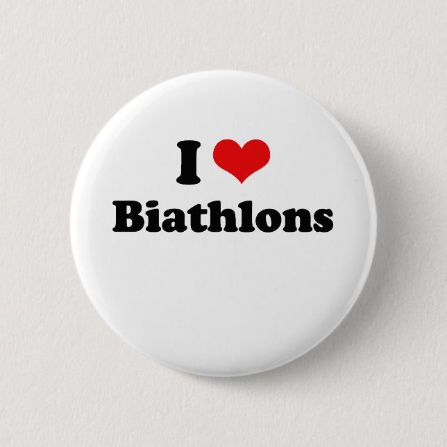 I Love Biathlons Tshirt Pinback Button (Front)