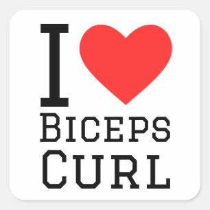 I love biceps curl square sticker