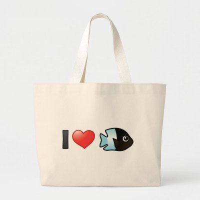I Love Bicolor Damselfish Large Tote Bag