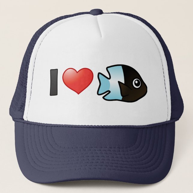 I Love Bicolor Damselfish Trucker Hat (Front)