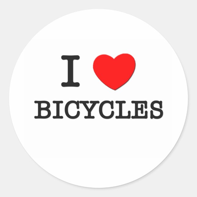 I Love Bicycles Classic Round Sticker (Front)
