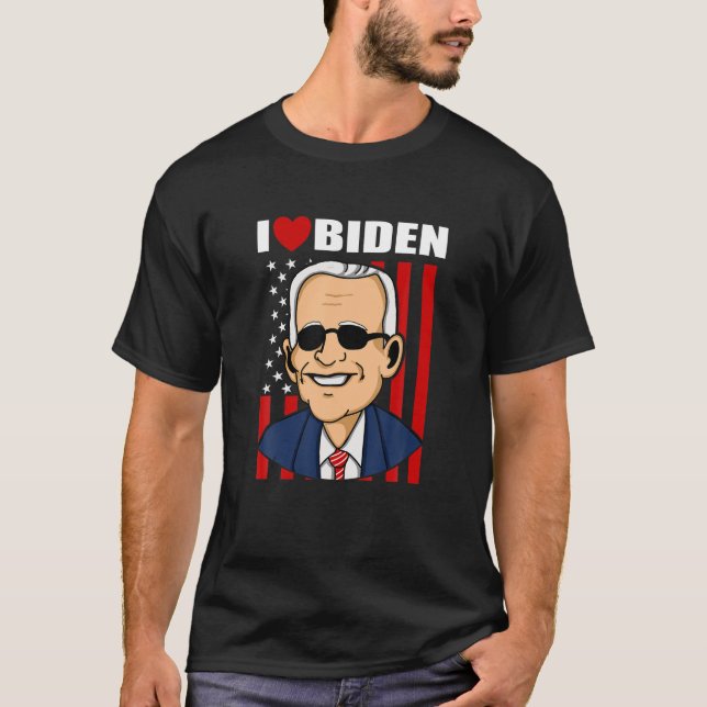 I love Biden Heart Pro President Joe Biden America T-Shirt (Front)