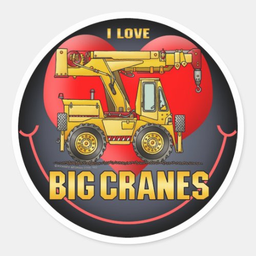 I Love Big Cranes Kids Sticker