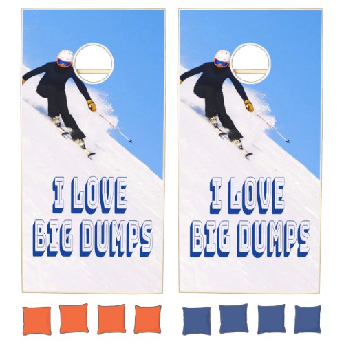 I Love Big Dumps Snow Ski Downhill Cornhole Set