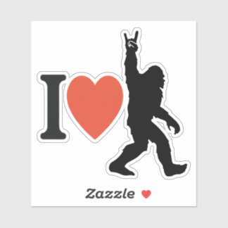 I Love Bigfoot Rock On Sticker