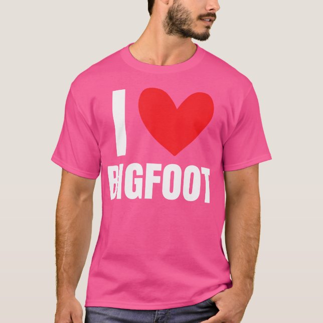 I Love Bigfoot Sasquatch Heart Forest Creature Nat T-Shirt (Front)