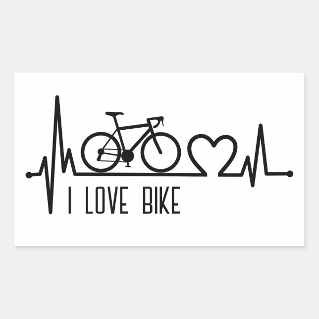 I love bike rectangular sticker (Front)
