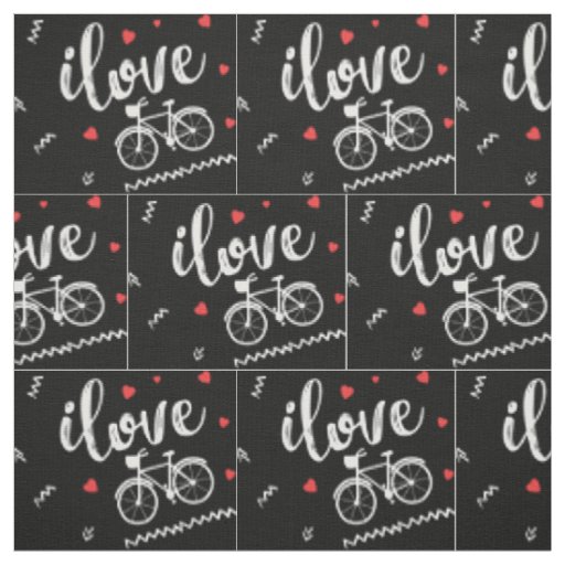 I love bike rides. Bicycle cloth. Heart.Black spor Fabric
