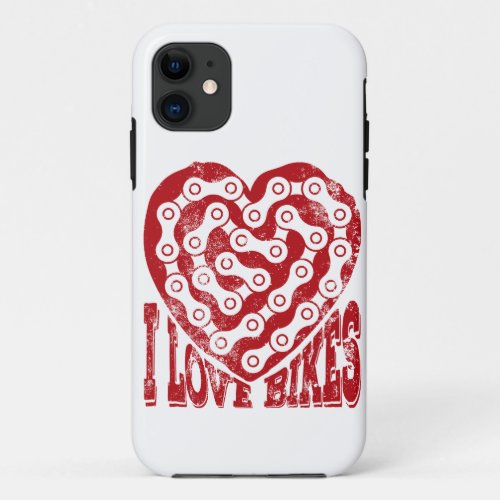 I Love Bikes Bike Chain Heart Funny Quote for iPhone 11 Case