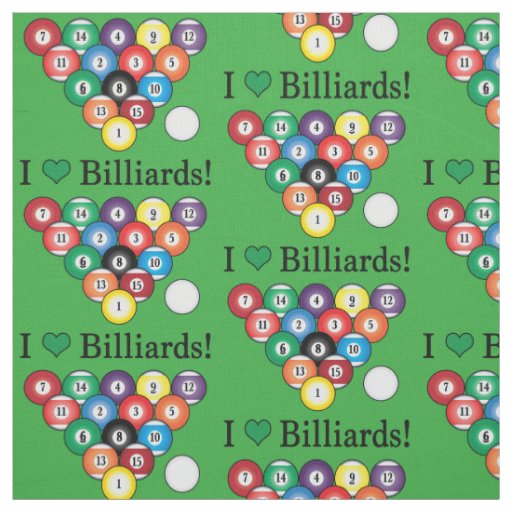 I Love Billiards Fabric Zazzle