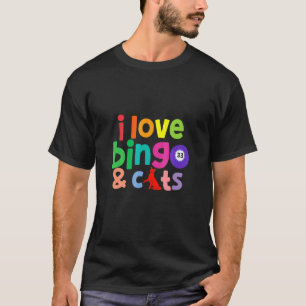 I Love Bingo And Cats Cute Animal Bingo Design T-Shirt