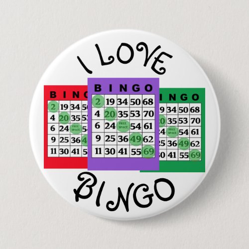 I Love BINGO Cards Button